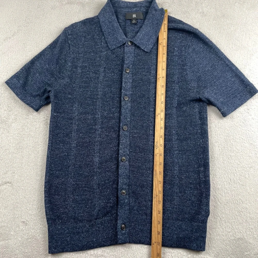 Banana Republic Resort Shirt Mens Small Blue Cotton Linen Blend Button Up